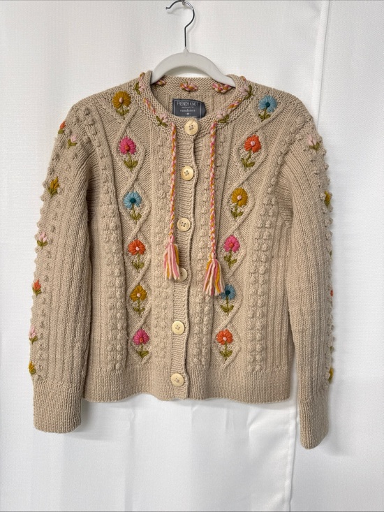 French Knot x Sundance Sweaters - French Knot x Sundance Heritage Blooms Cardigan Wool Sz M Nepal Bubble Knit